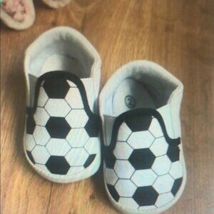 ⚽️Soccer Pattern Kids Slip-On Shoes - Black and White